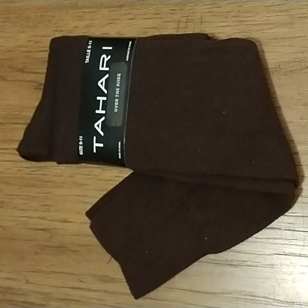 NEW Tahari Ladies Over The Knee Socks Dark Brown Size 9-11